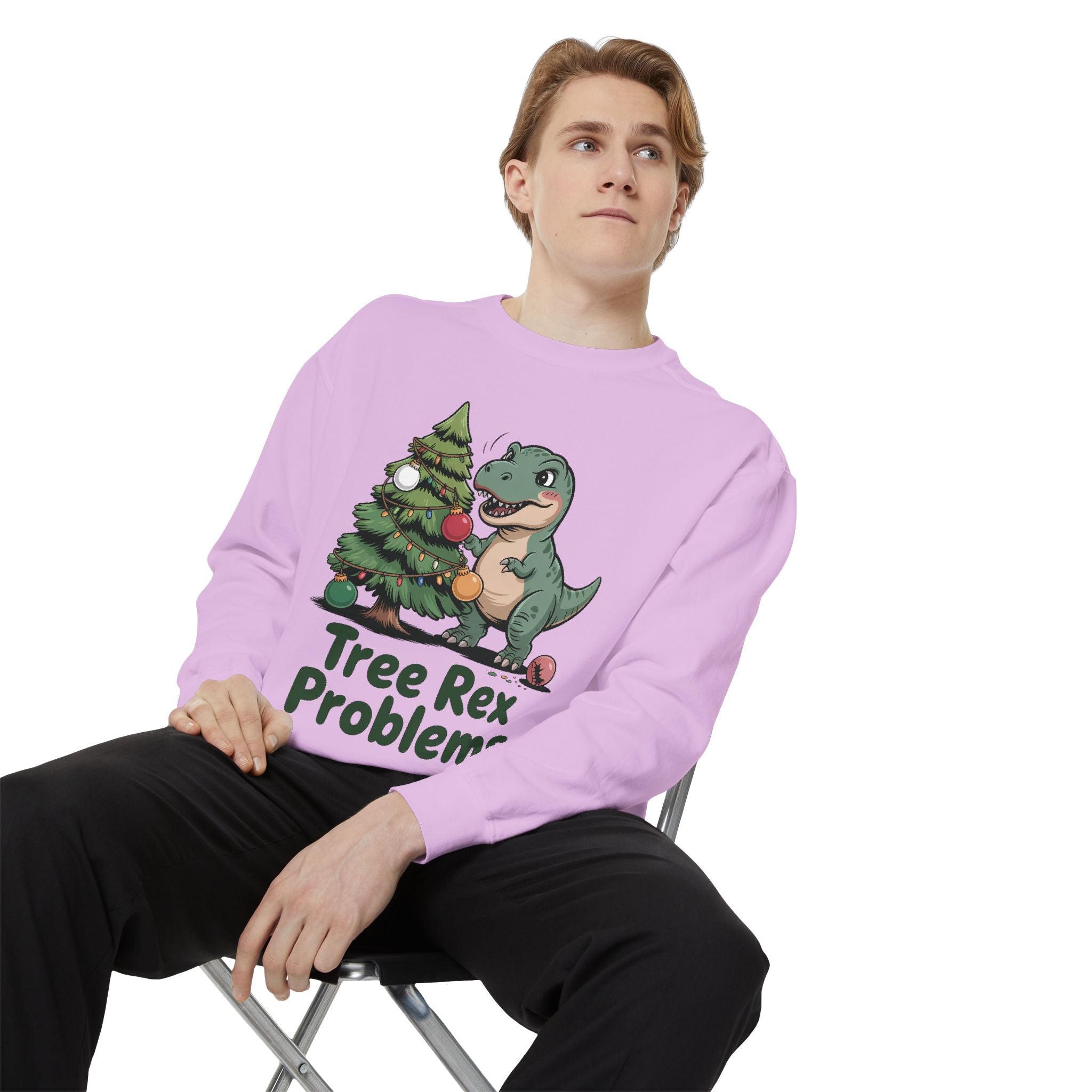 Dinosaur Christmas Sweatshirt - Tree Rex Problems