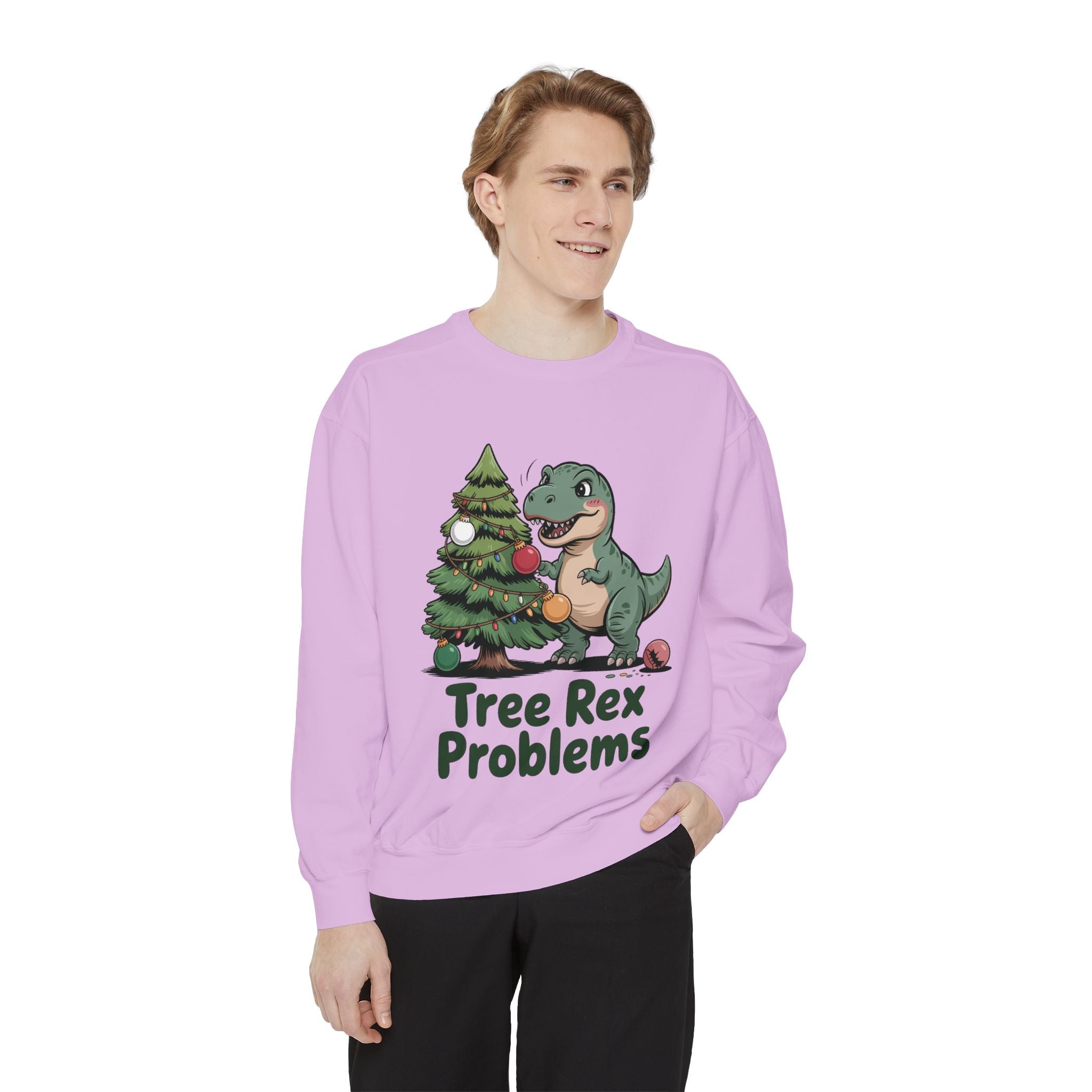 Dinosaur Christmas Sweatshirt - Tree Rex Problems