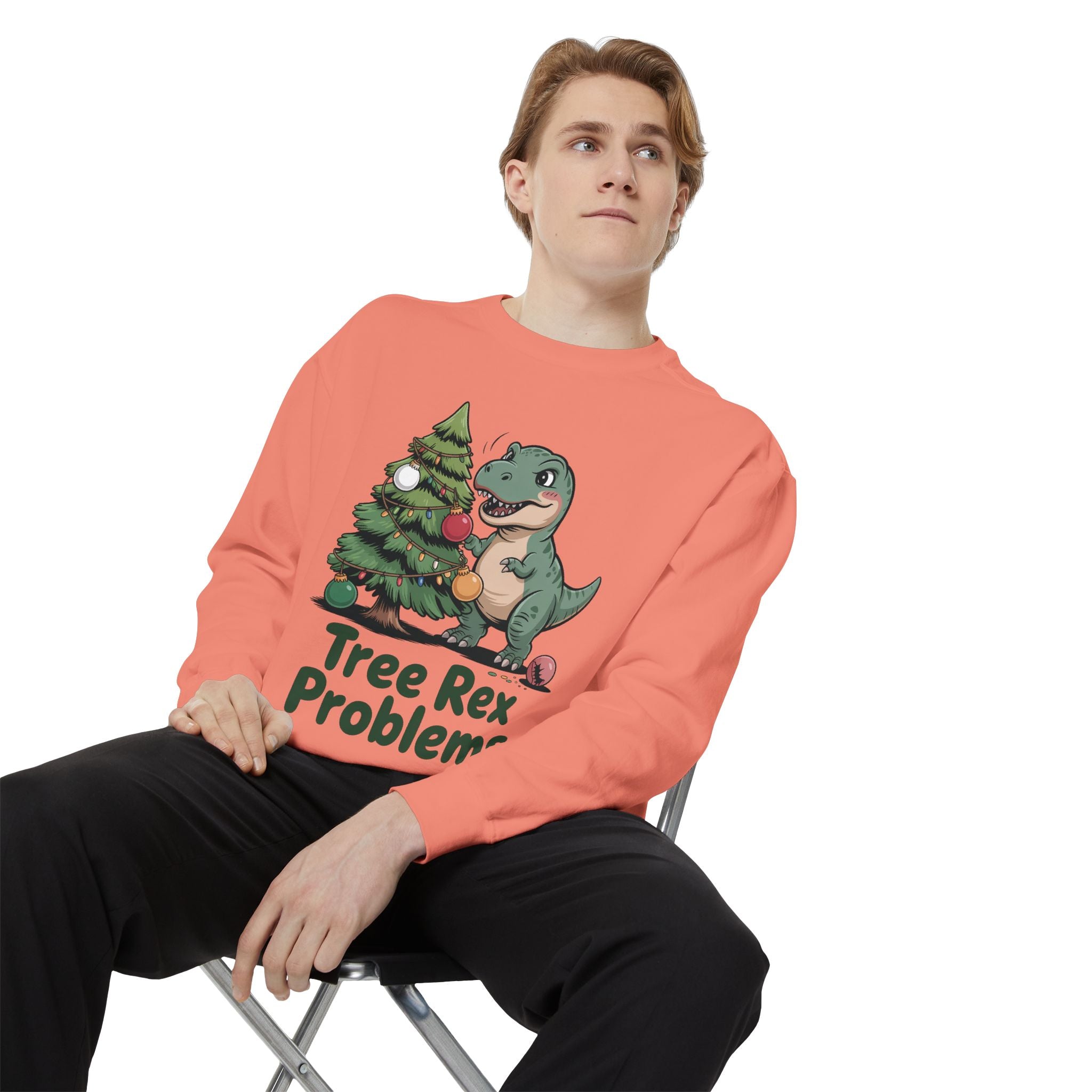 Dinosaur Christmas Sweatshirt - Tree Rex Problems