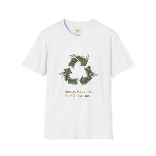 Recycled Symbol Eco-Friendly Unisex T-Shirt - Reuse Recycle Re-Christmas