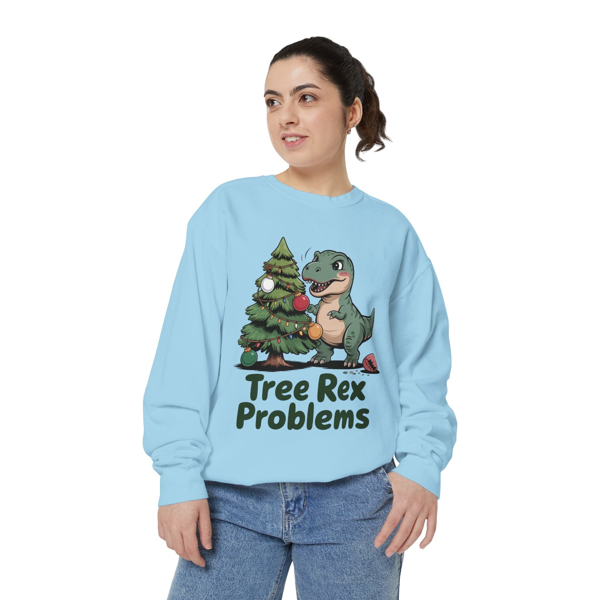 Dinosaur Christmas Sweatshirt - Tree Rex Problems