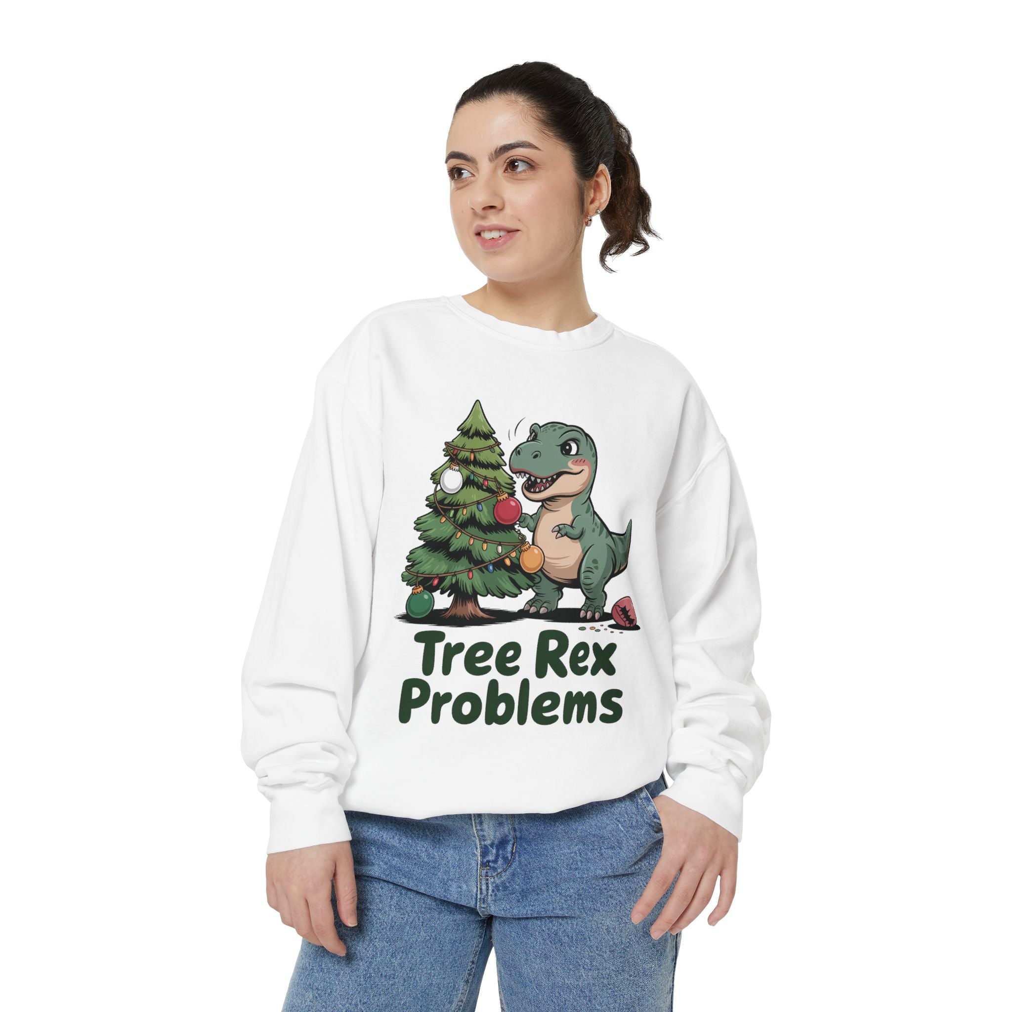 Dinosaur Christmas Sweatshirt - Tree Rex Problems