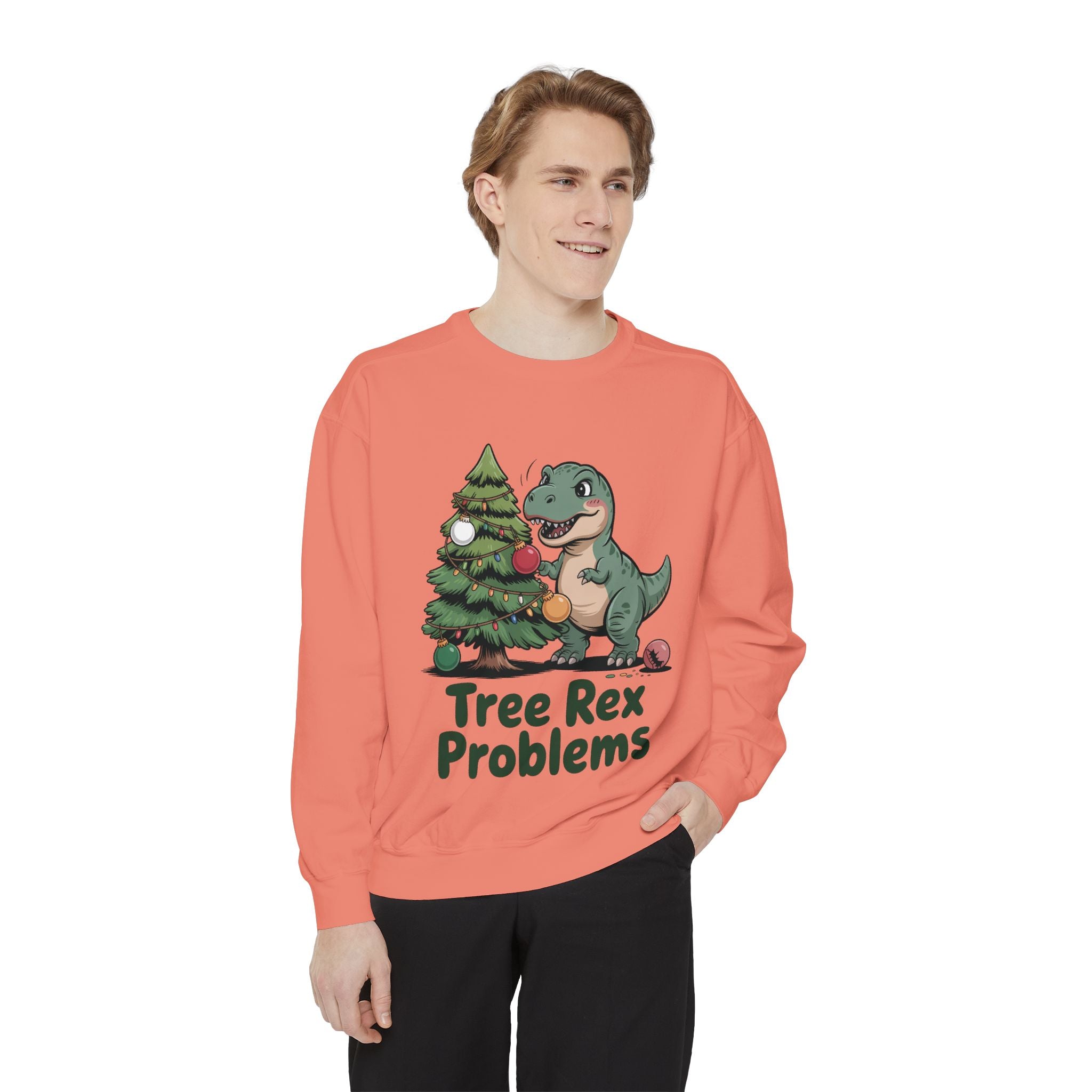 Dinosaur Christmas Sweatshirt - Tree Rex Problems