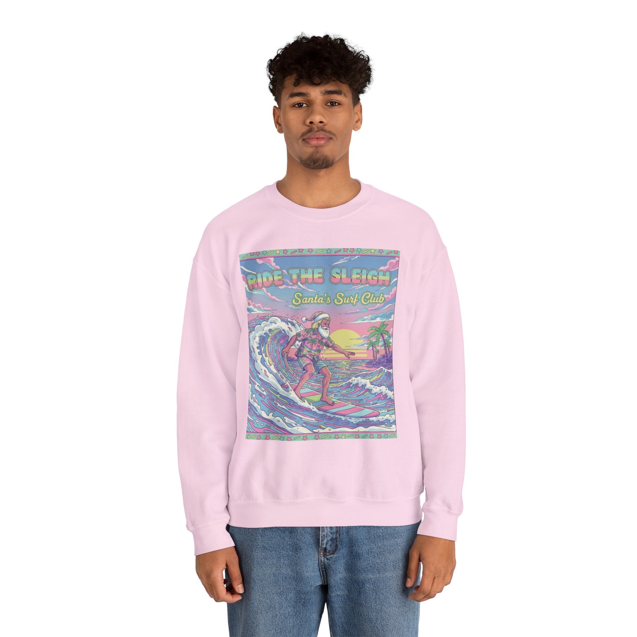 Vintage Santa Surfing Sweatshirt - Ride the Sleigh