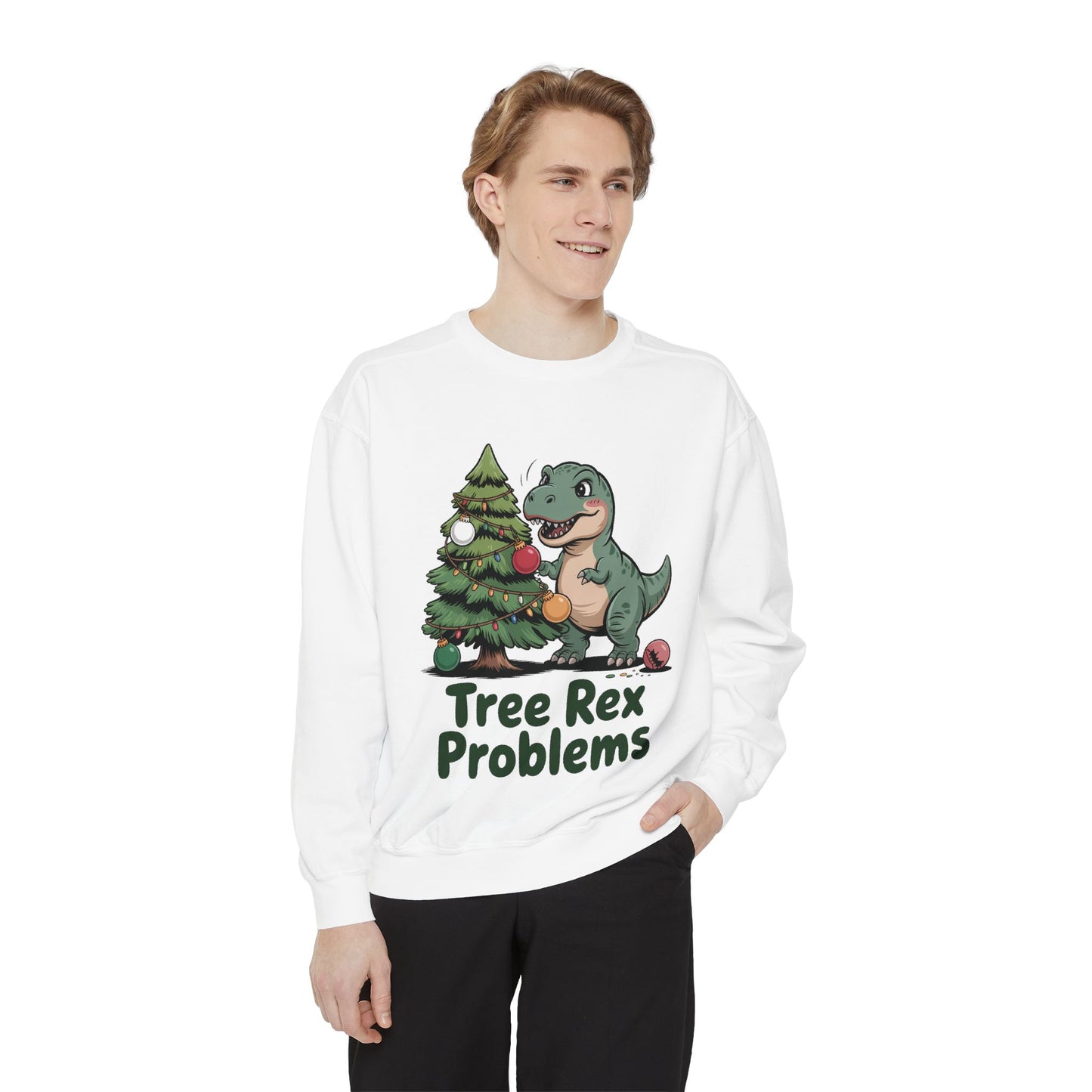 Dinosaur Christmas Sweatshirt - Tree Rex Problems