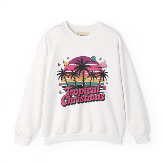 Tropical Christmas Sweatshirt with Neon Sunset Gradient Design