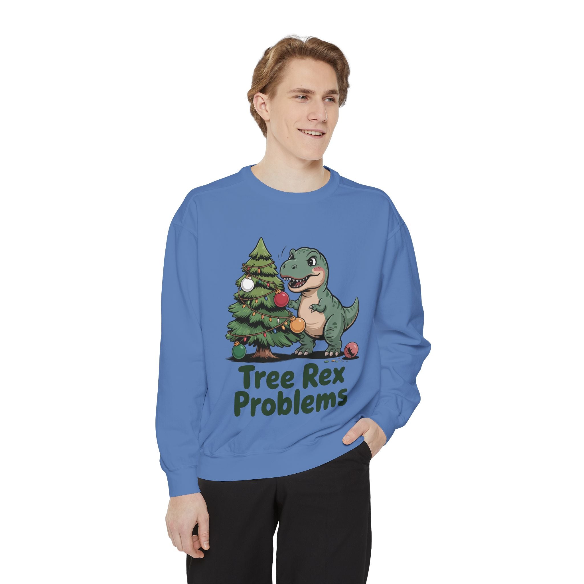 Dinosaur Christmas Sweatshirt - Tree Rex Problems