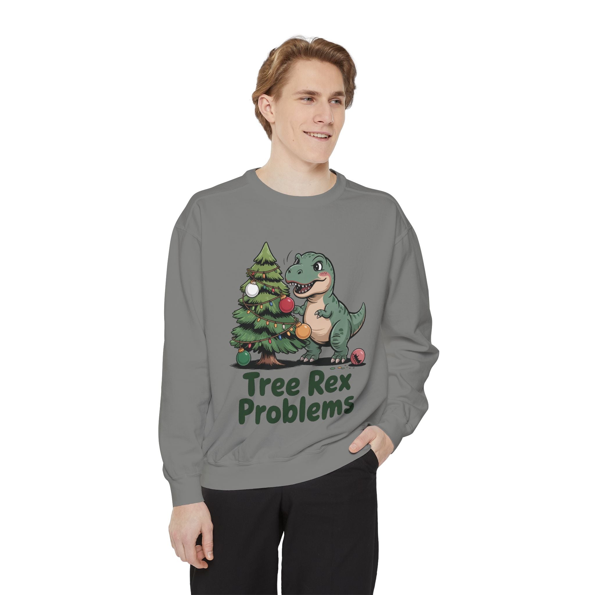 Dinosaur Christmas Sweatshirt - Tree Rex Problems