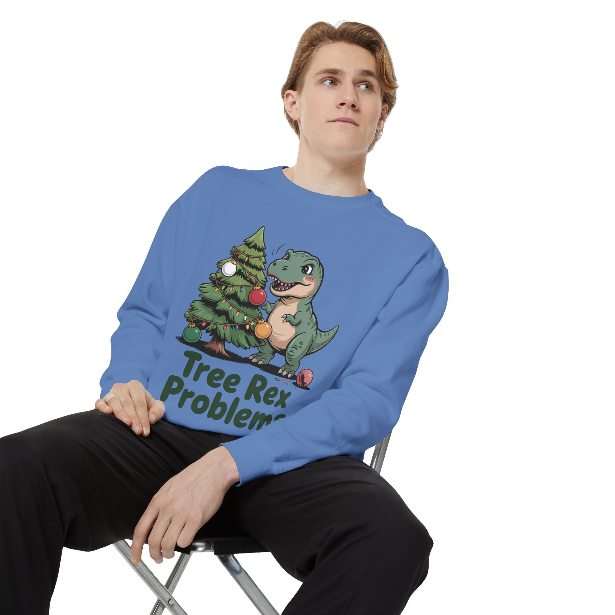 Dinosaur Christmas Sweatshirt - Tree Rex Problems