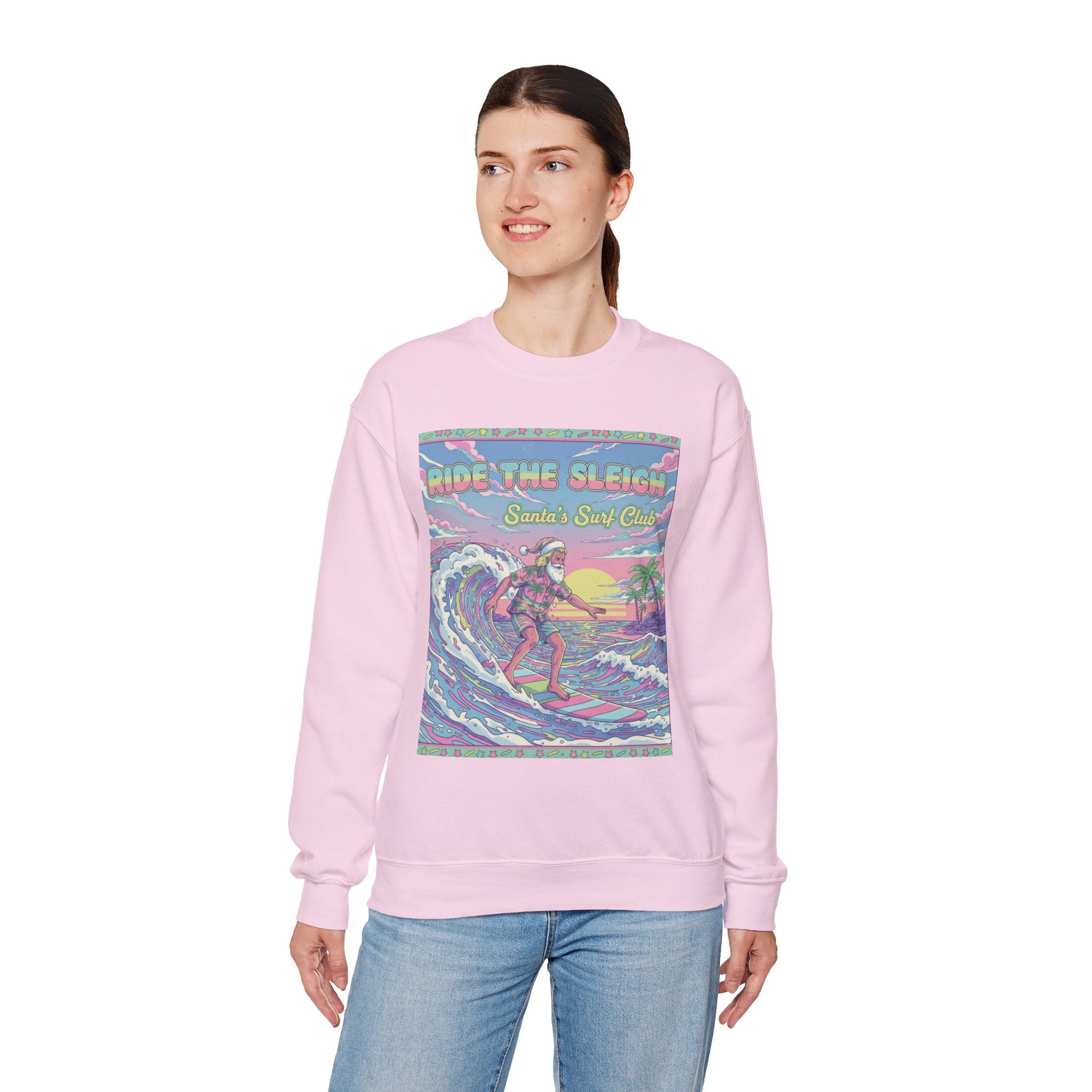 Vintage Santa Surfing Sweatshirt - Ride the Sleigh