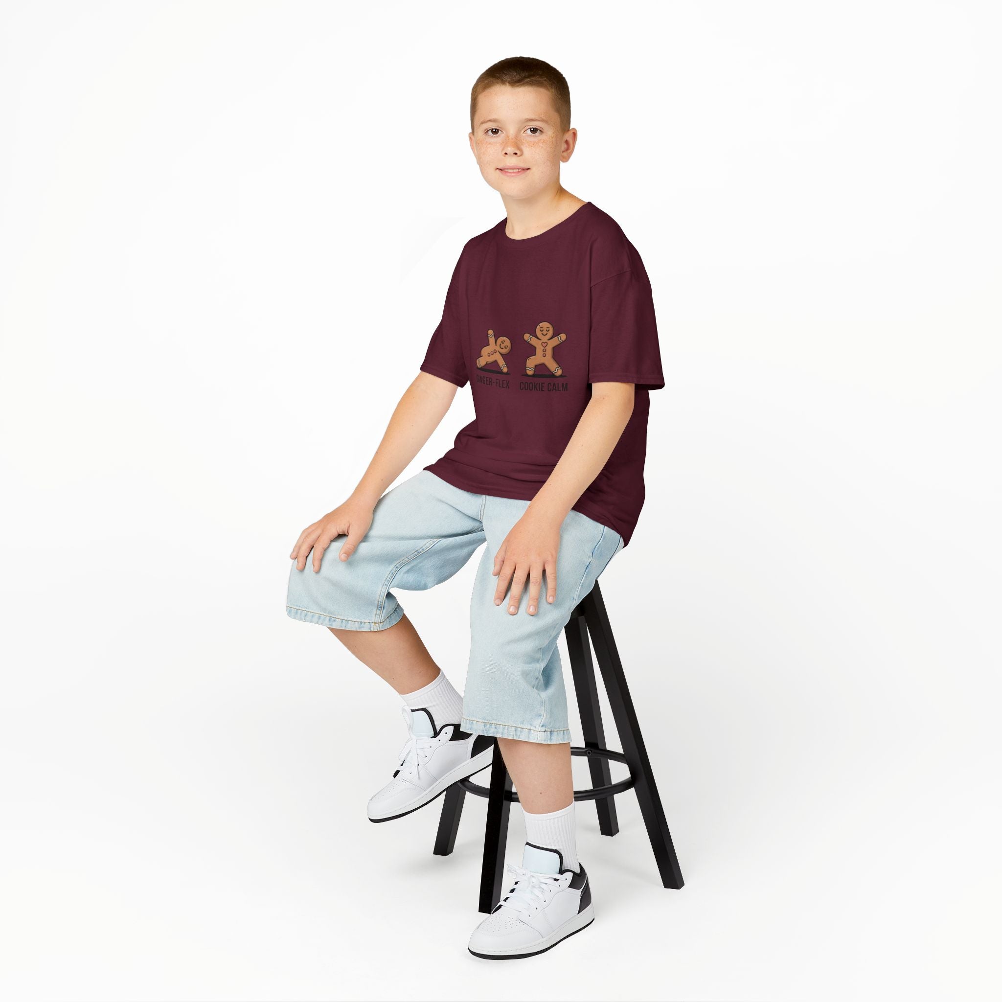 Gingerbread Workout Kids Tee - Ginger-Flex & Cookie Calm Design