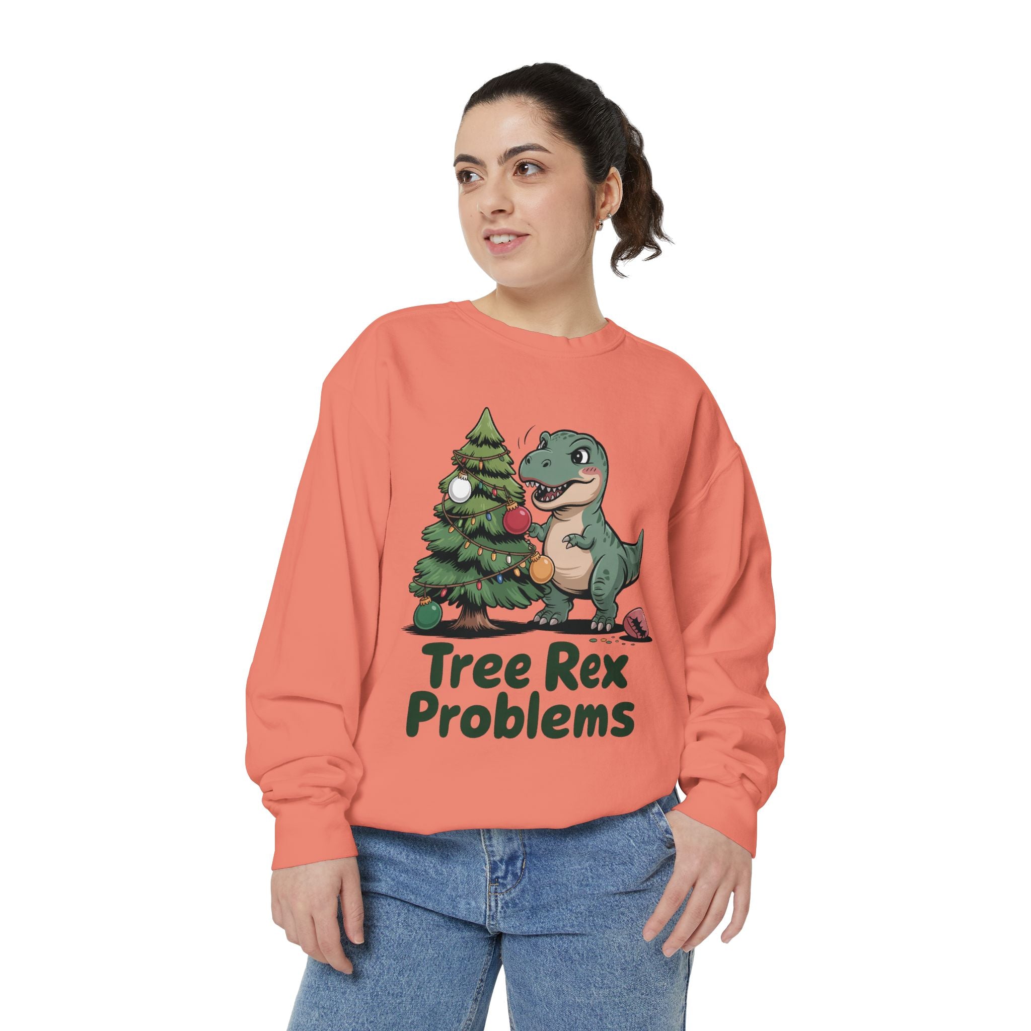 Dinosaur Christmas Sweatshirt - Tree Rex Problems