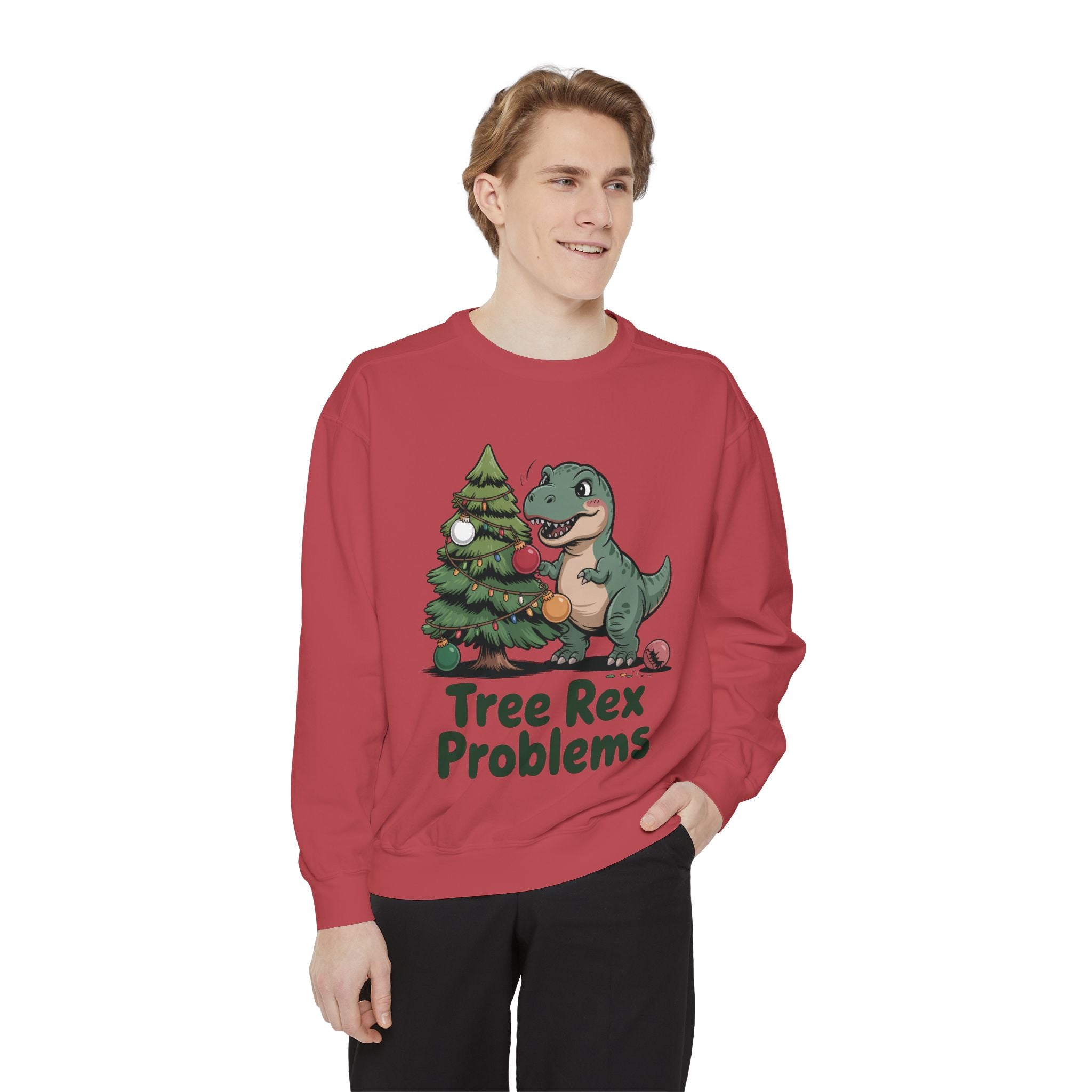 Dinosaur Christmas Sweatshirt - Tree Rex Problems