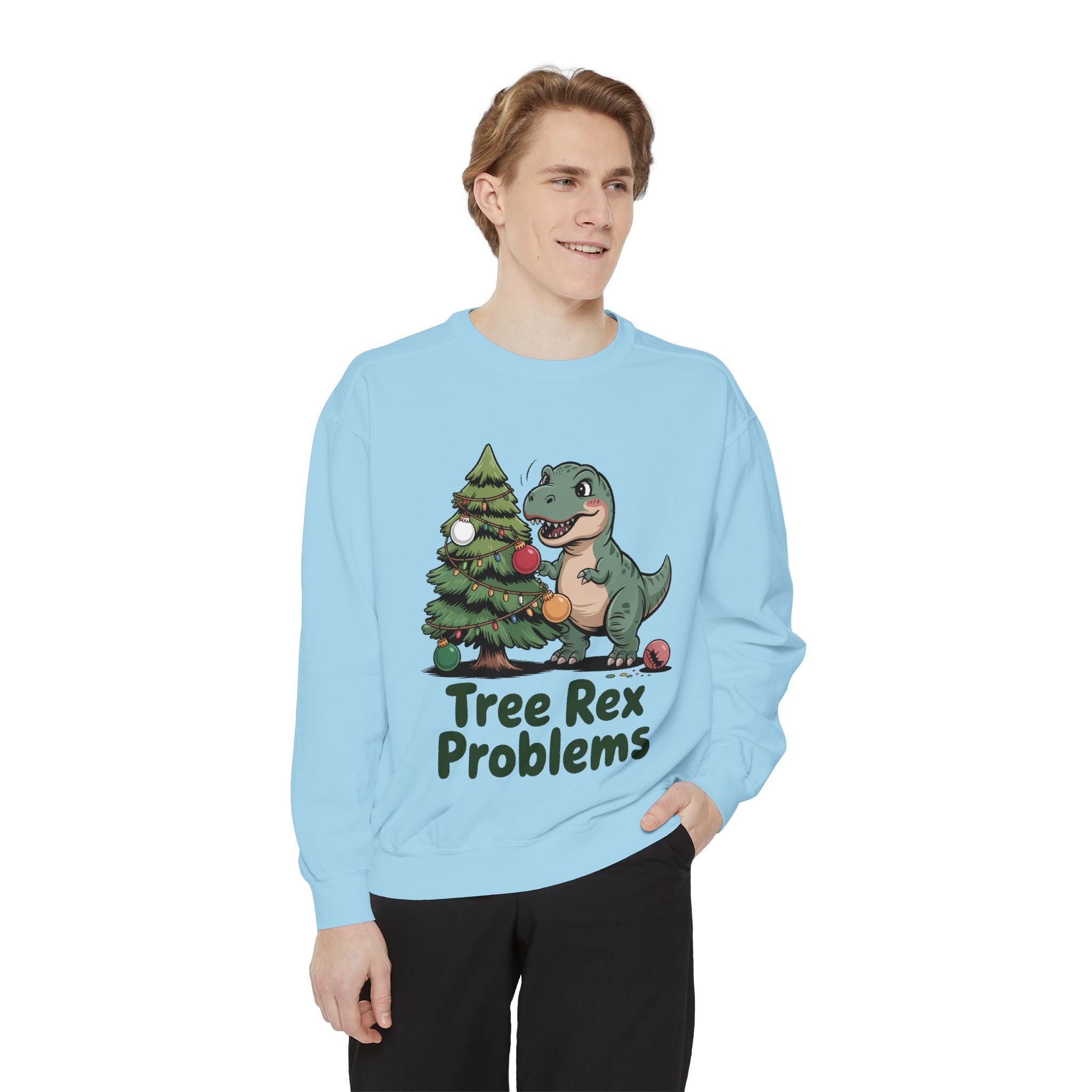 Dinosaur Christmas Sweatshirt - Tree Rex Problems