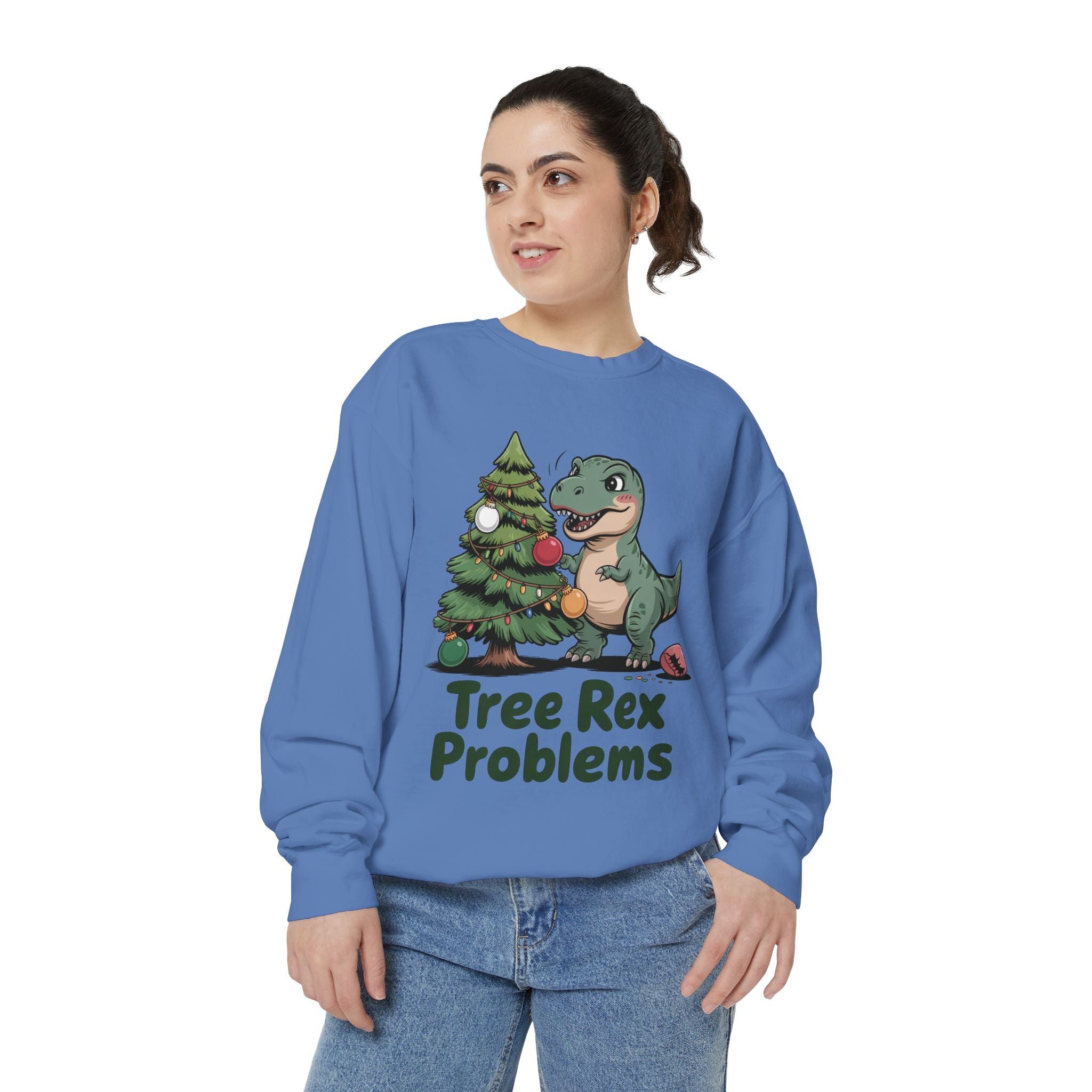 Dinosaur Christmas Sweatshirt - Tree Rex Problems