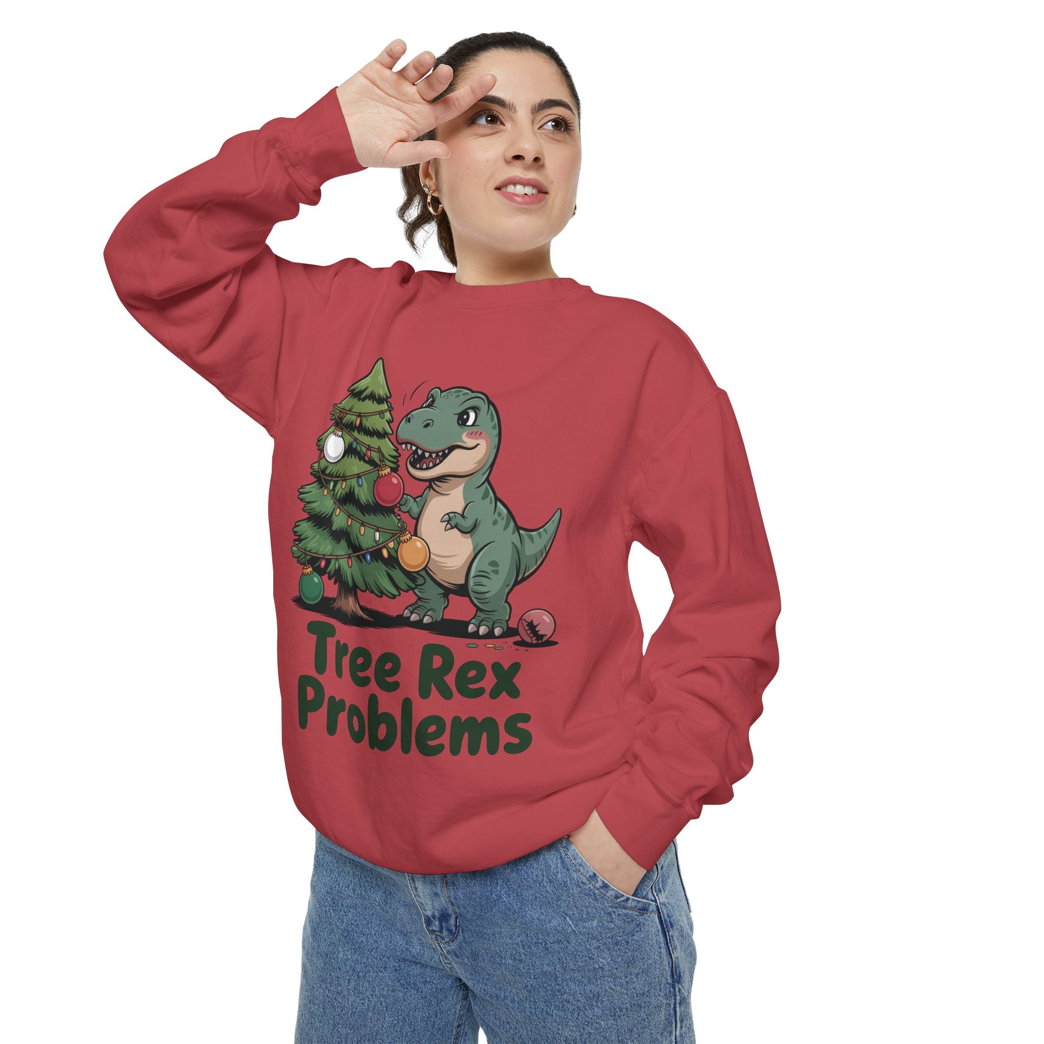 Dinosaur Christmas Sweatshirt - Tree Rex Problems