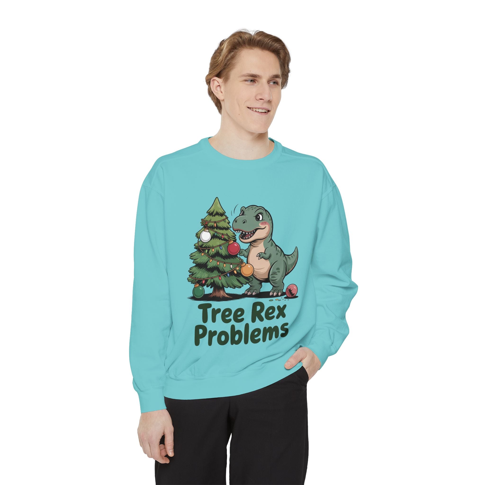 Dinosaur Christmas Sweatshirt - Tree Rex Problems