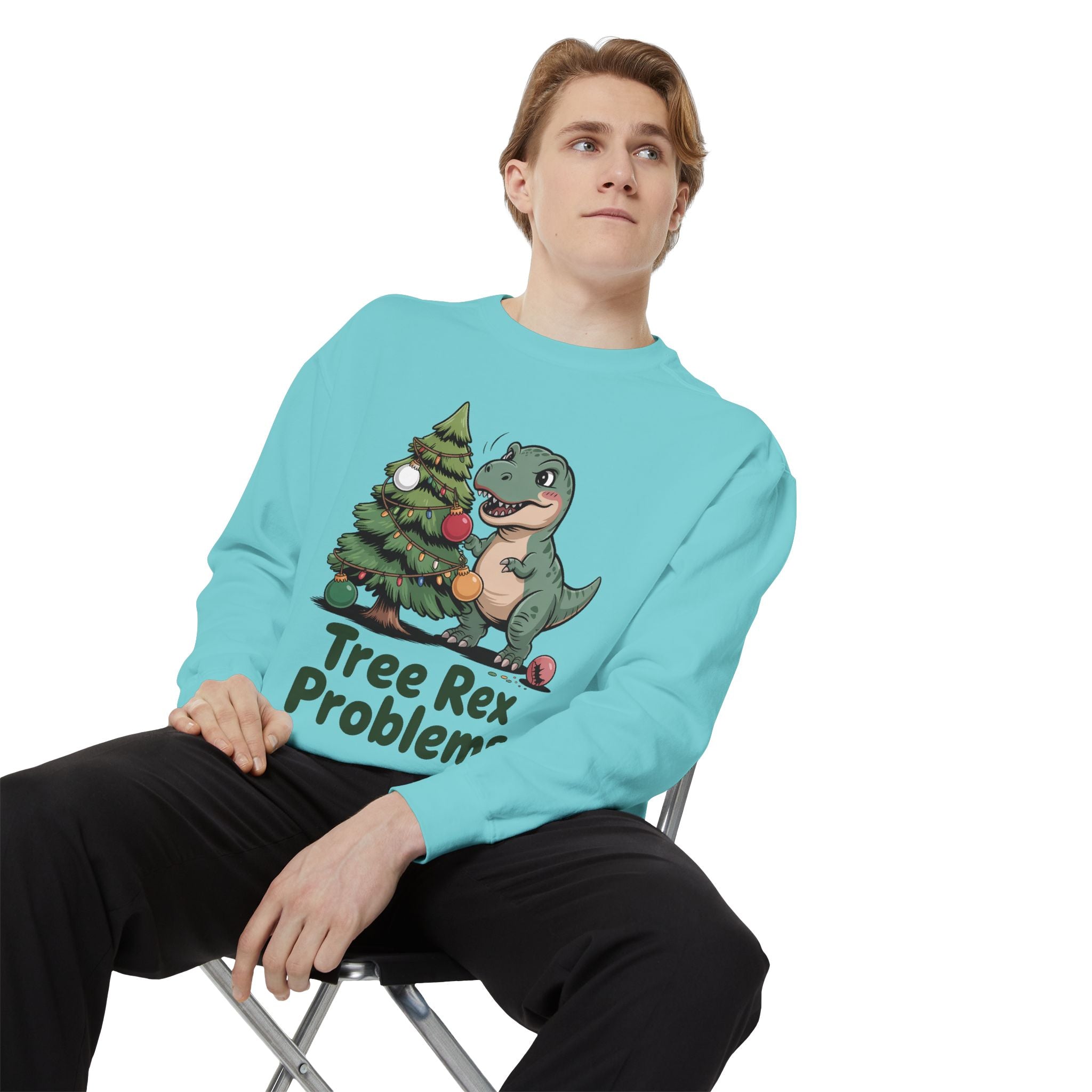 Dinosaur Christmas Sweatshirt - Tree Rex Problems