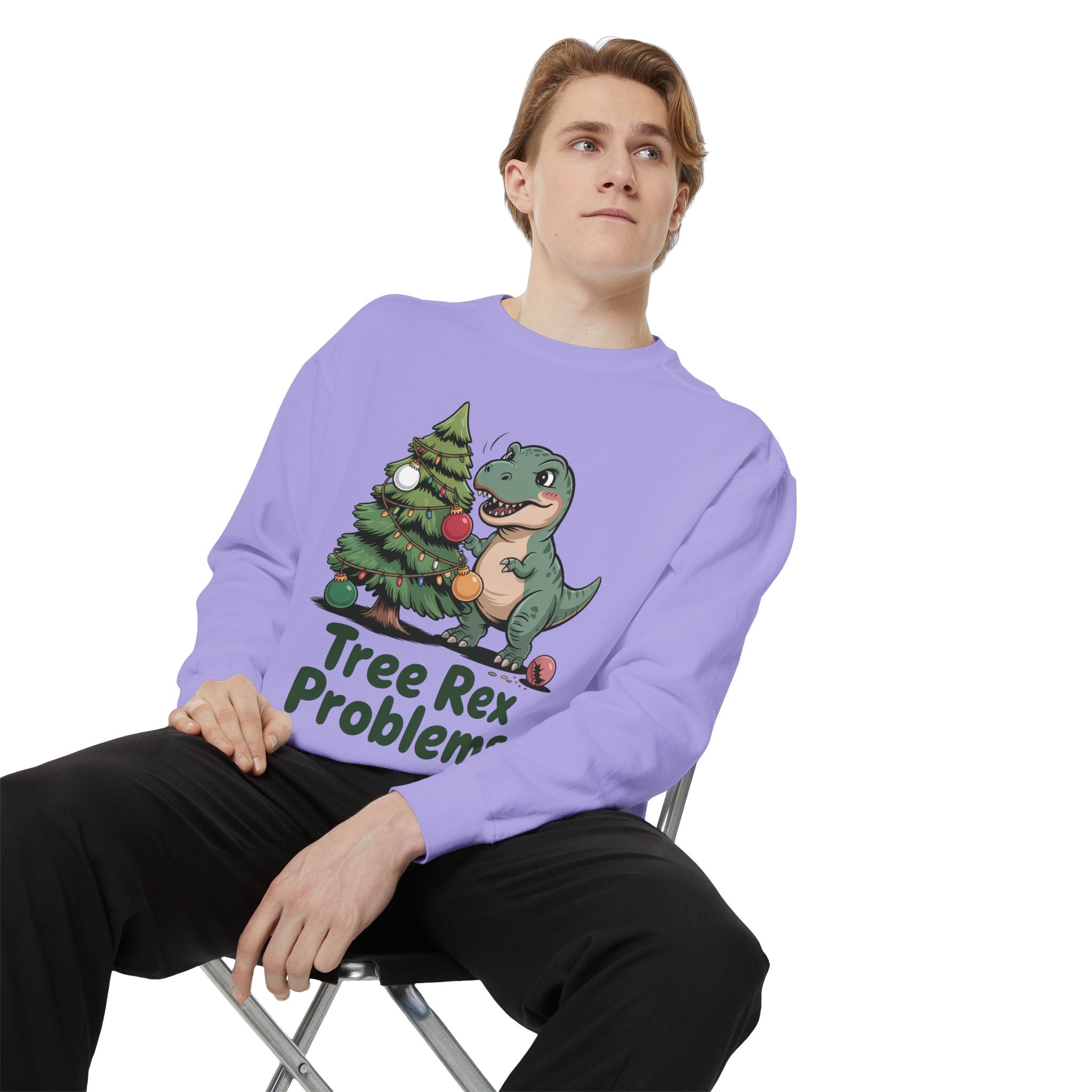 Dinosaur Christmas Sweatshirt - Tree Rex Problems