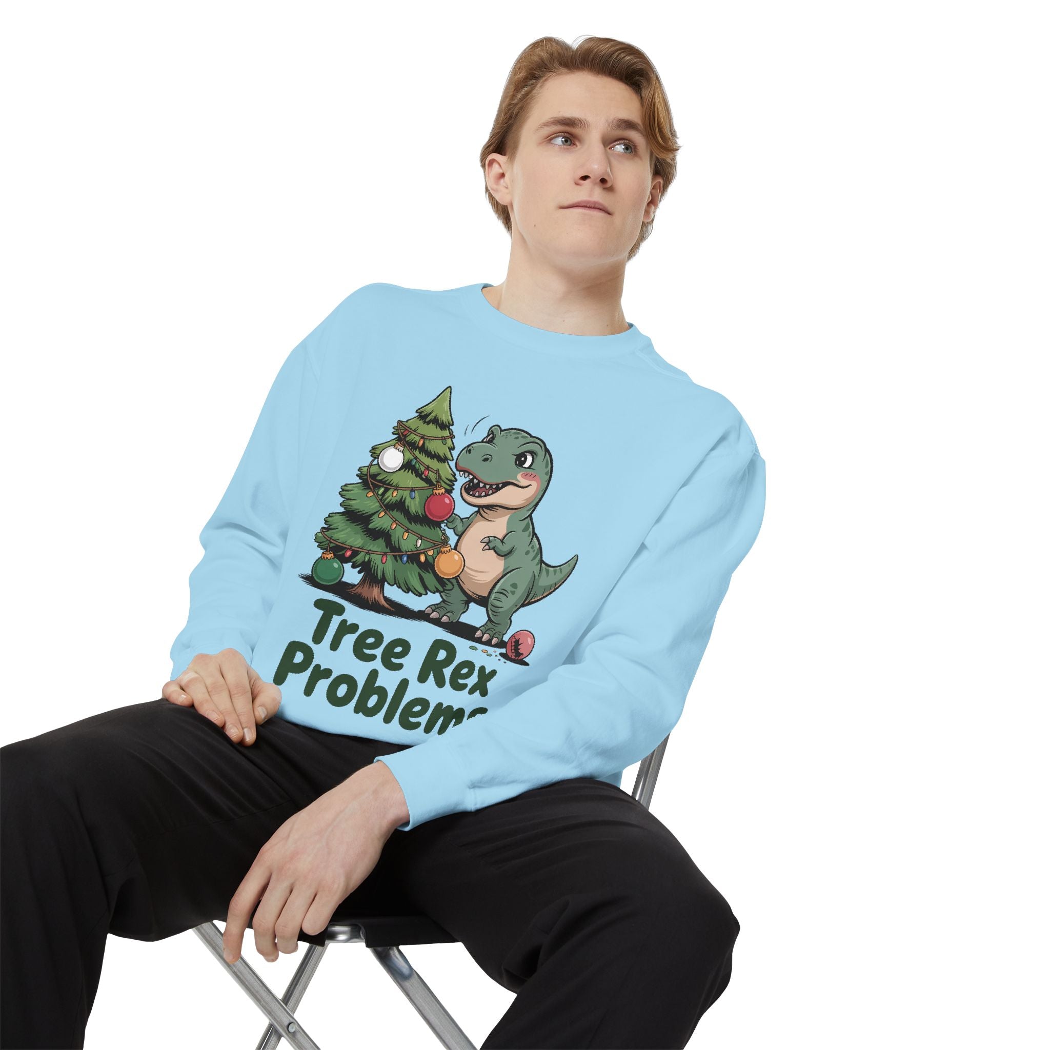 Dinosaur Christmas Sweatshirt - Tree Rex Problems