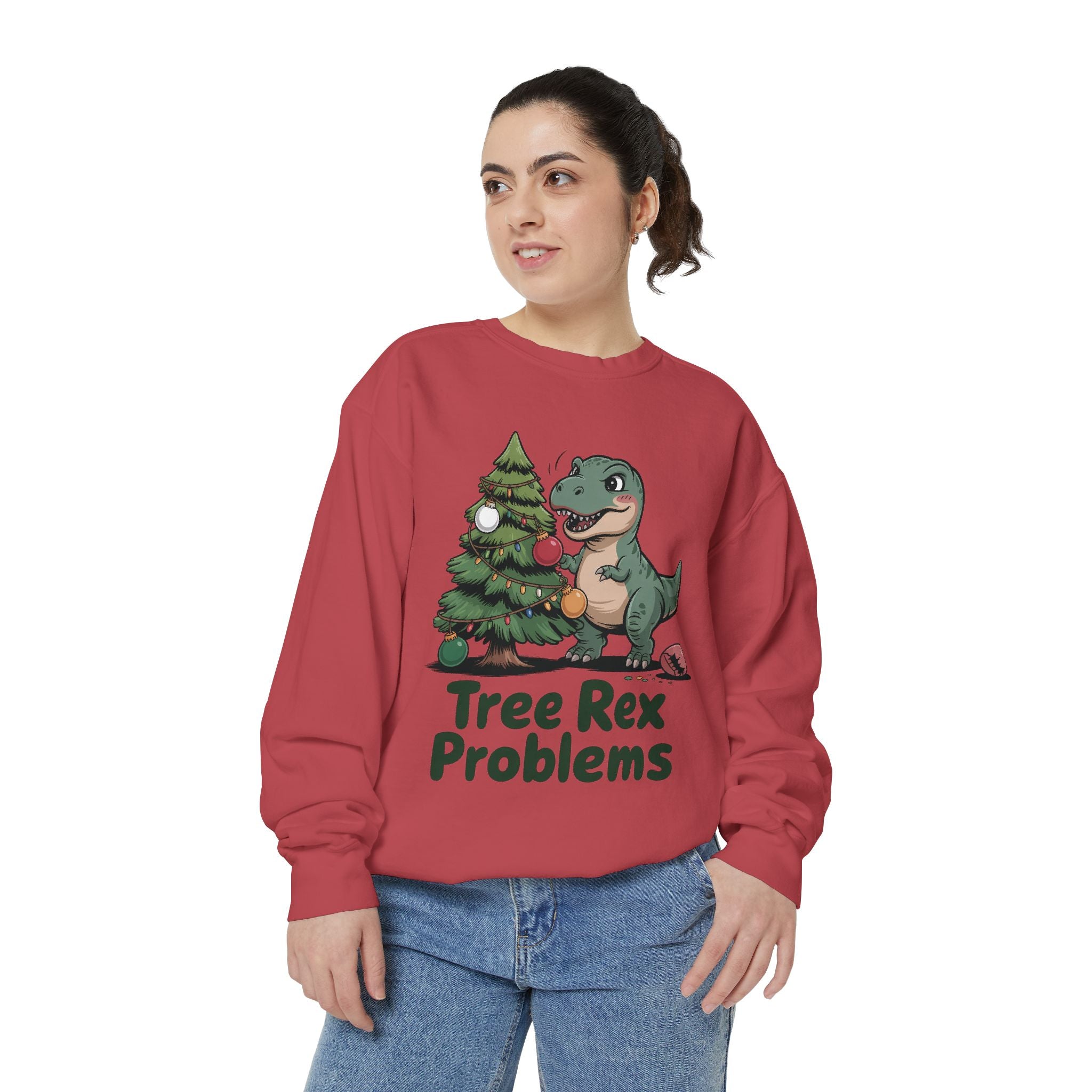 Dinosaur Christmas Sweatshirt - Tree Rex Problems