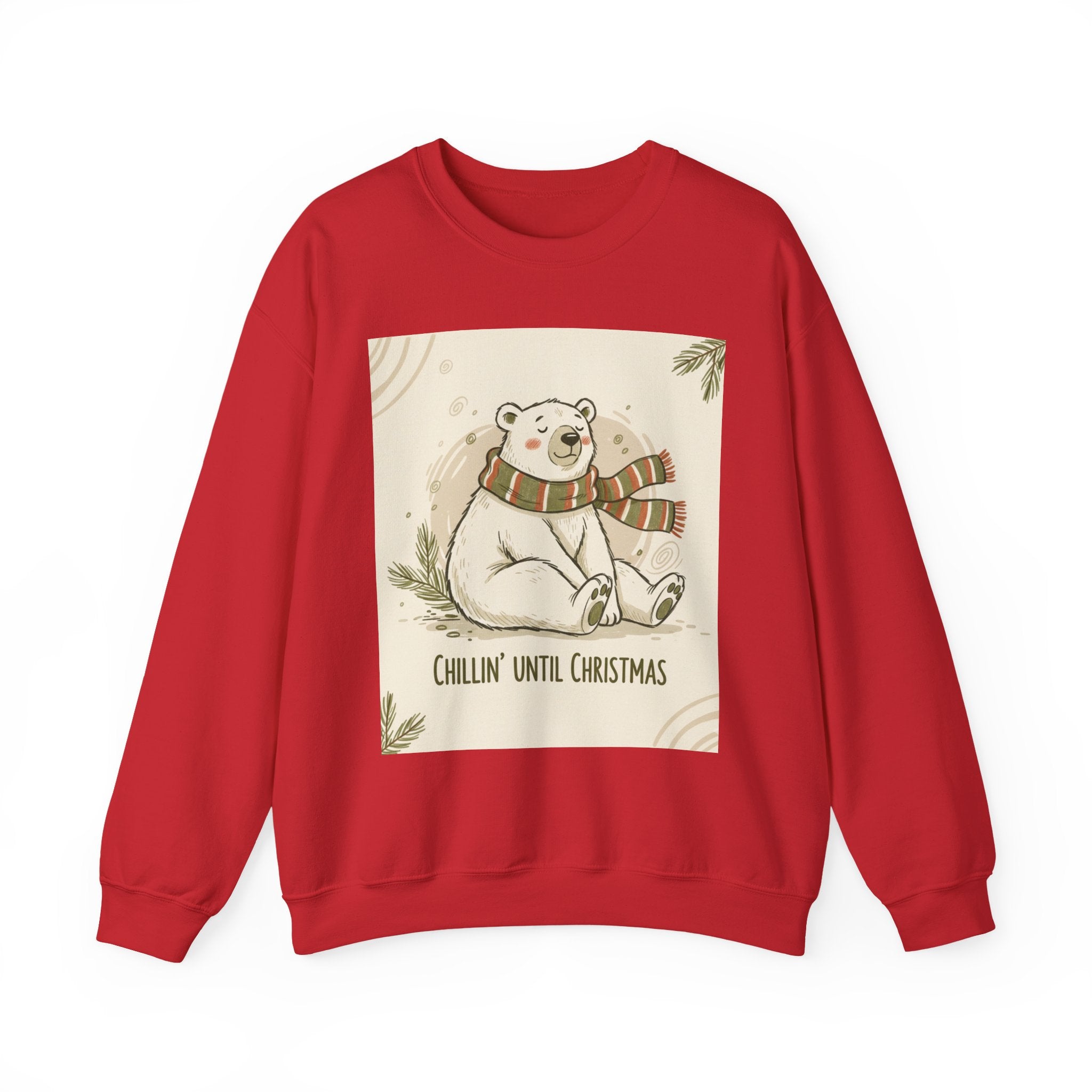 Crewneck Sweatshirt - Chillin' until Christmas - Polar Bear Scarf Design