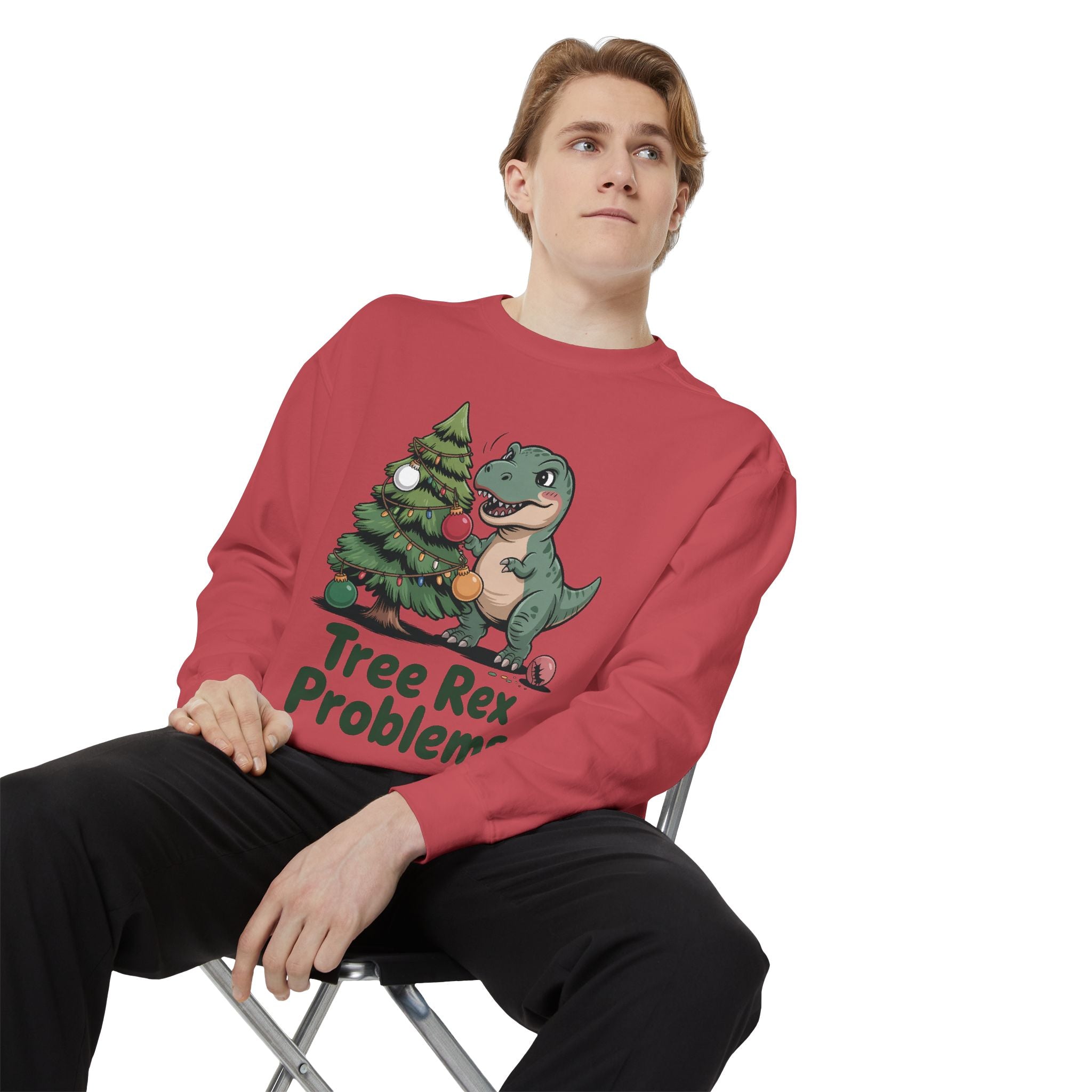 Dinosaur Christmas Sweatshirt - Tree Rex Problems