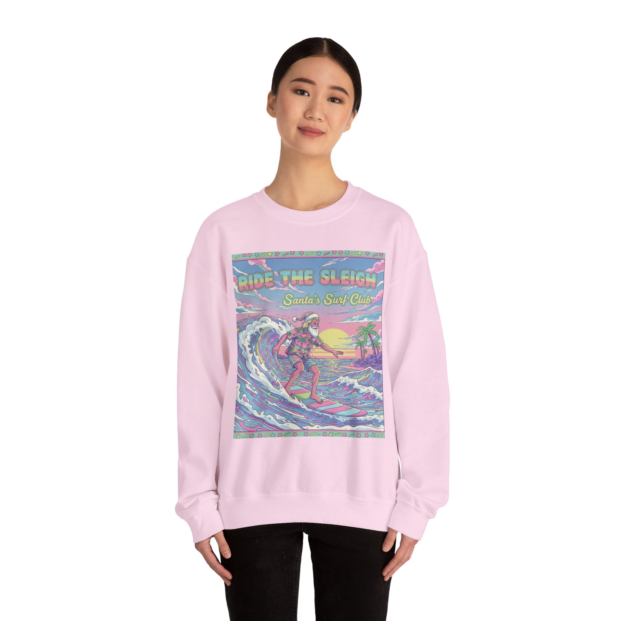 Vintage Santa Surfing Sweatshirt - Ride the Sleigh