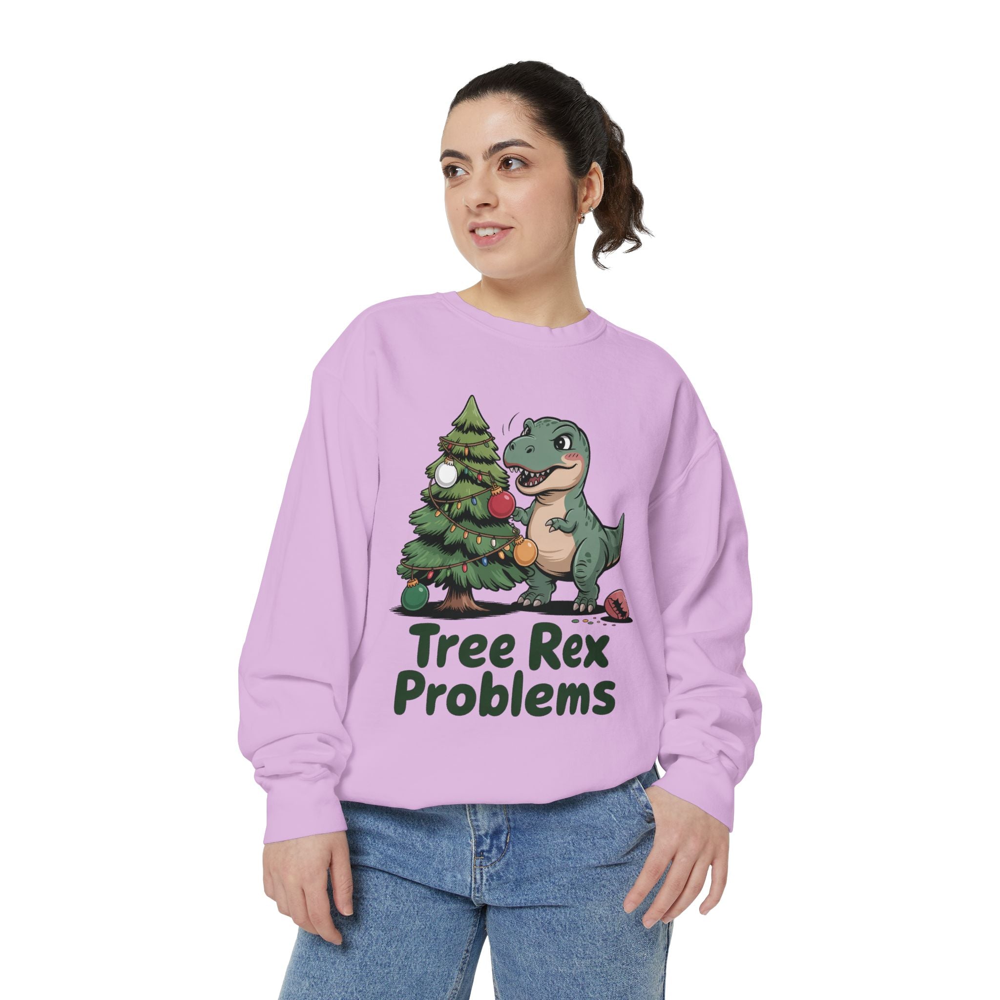 Dinosaur Christmas Sweatshirt - Tree Rex Problems