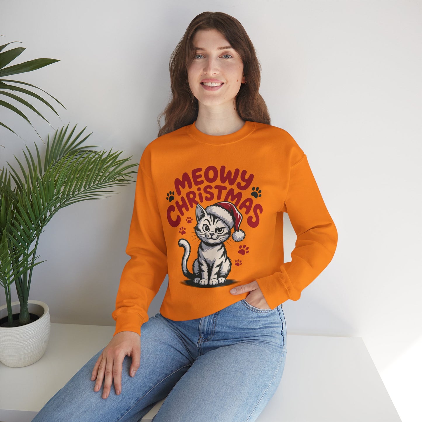 Christmas Sweatshirt - Sassy Cat Meowy Christmas