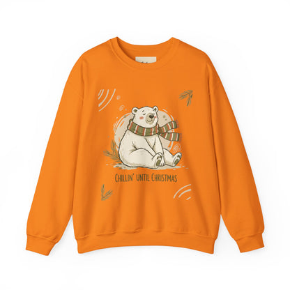 Crewneck Sweatshirt - Chillin' until Christmas - Polar Bear Scarf Design
