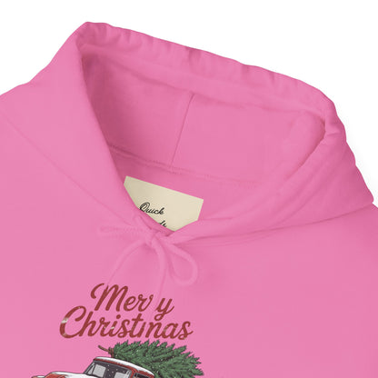 Vintage Christmas Hoodie - Merry Christmas Truck Design