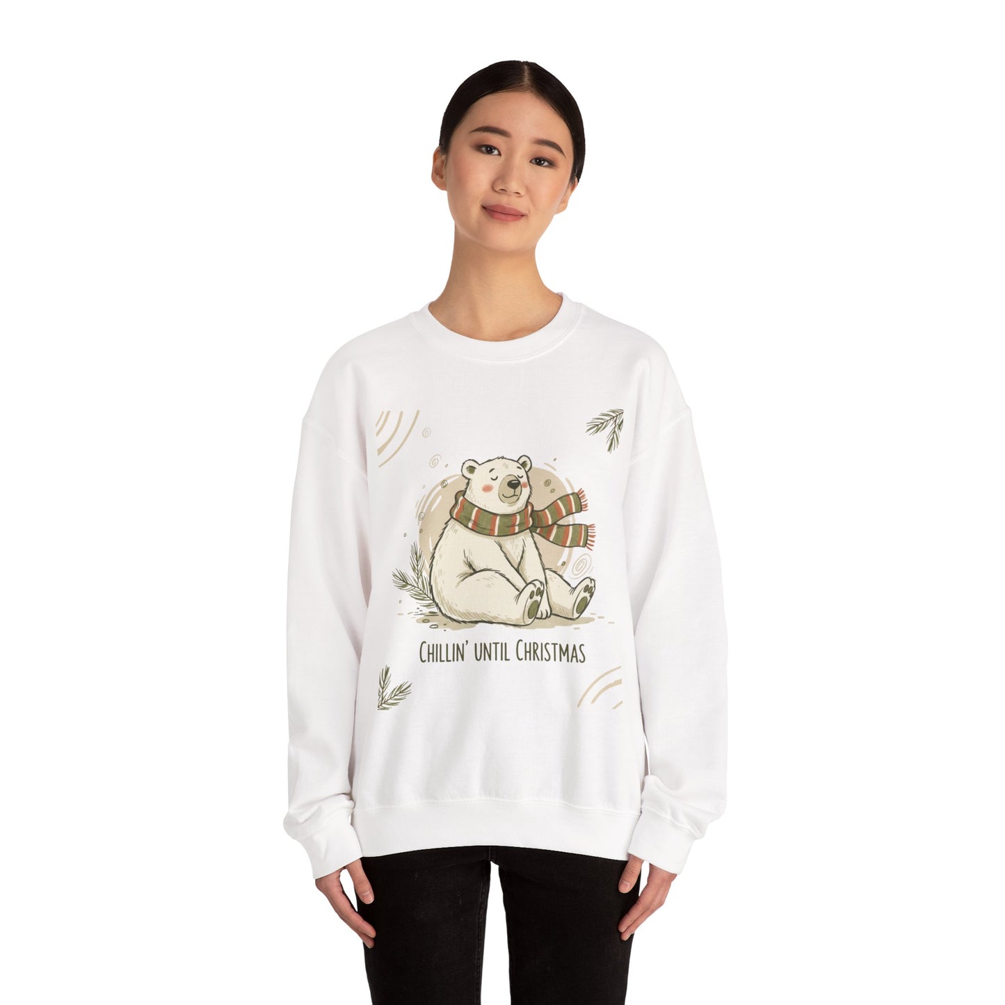 Crewneck Sweatshirt - Chillin' until Christmas - Polar Bear Scarf Design
