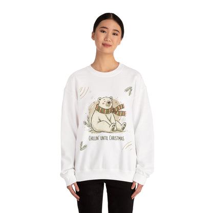 Crewneck Sweatshirt - Chillin' until Christmas - Polar Bear Scarf Design