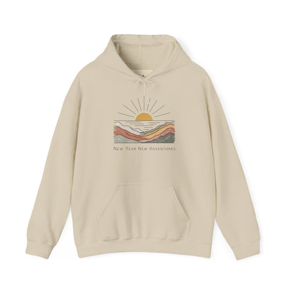 Hooded Sweatshirt Sunrise Mountains New Year New Adventures Motivational Aesthetic Earth Tones