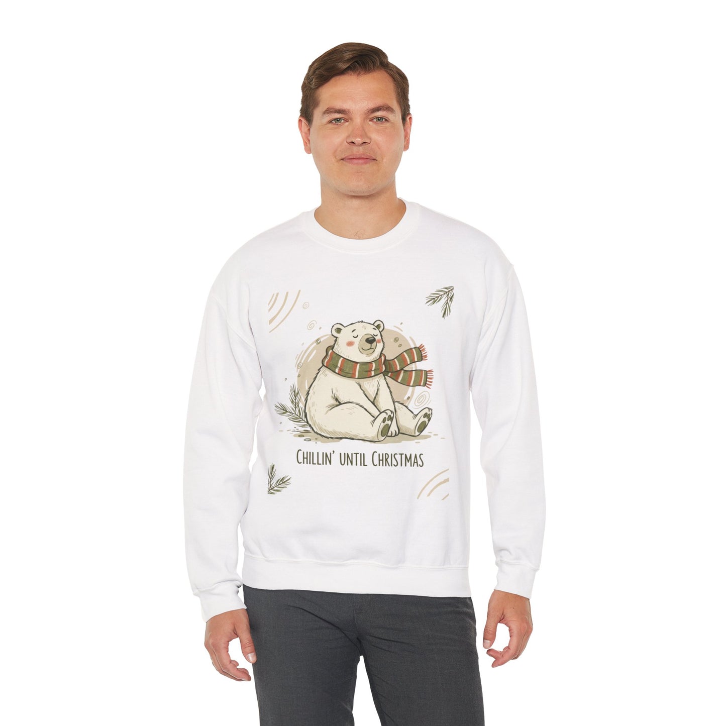 Crewneck Sweatshirt - Chillin' until Christmas - Polar Bear Scarf Design