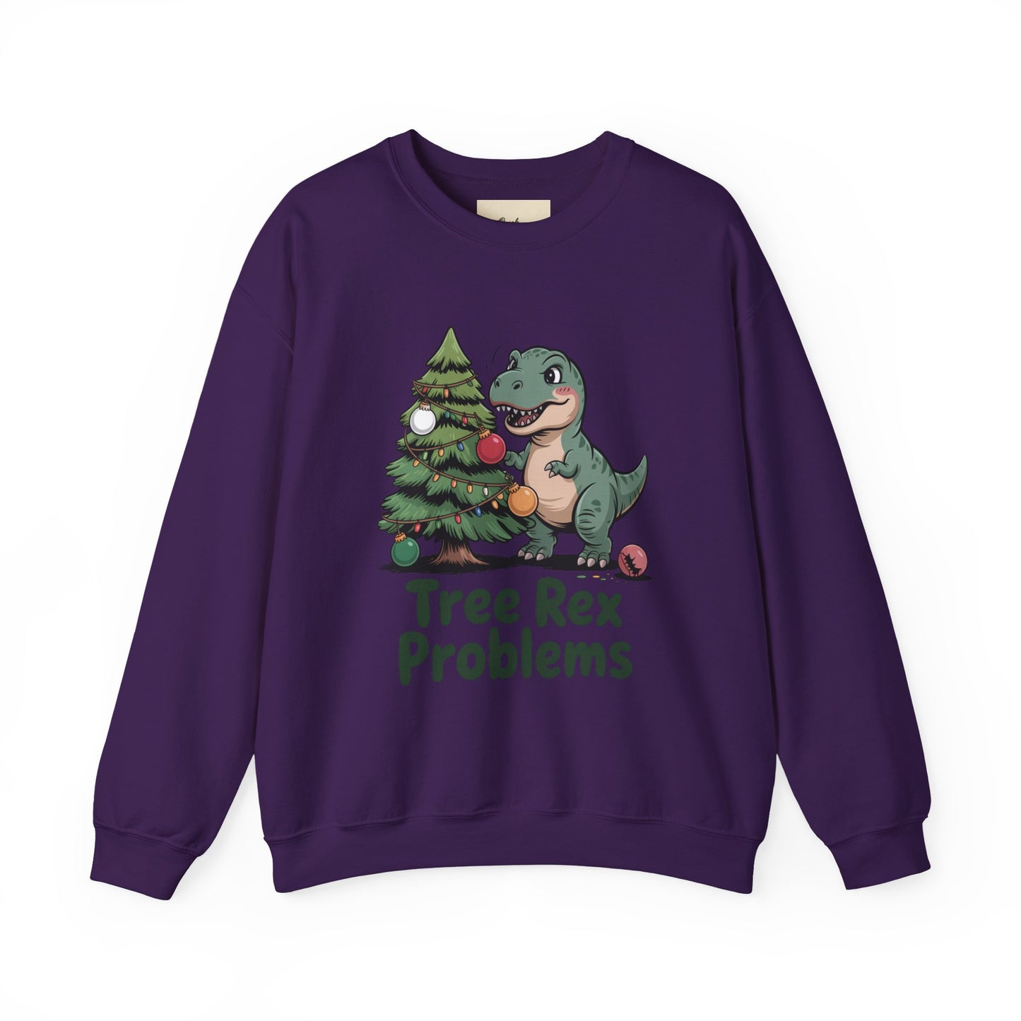 Get festive with the Christmas Crewneck Sweatshirt – Tree Rex Problems. Cozy, fun, and ideal for holiday parties or gifting this season.