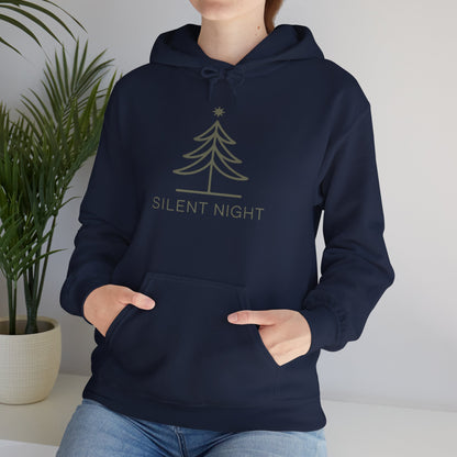 Hooded Sweatshirt Minimalist Evergreen Tree Silent Night Design