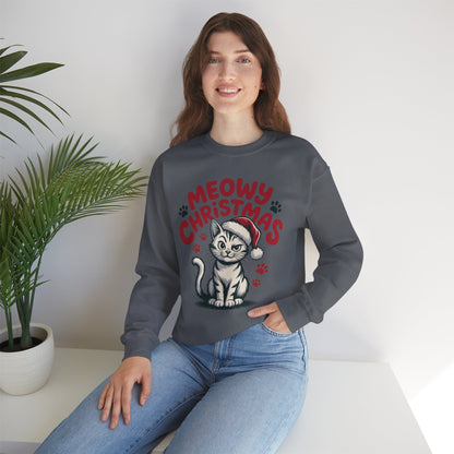 Christmas Sweatshirt - Sassy Cat Meowy Christmas