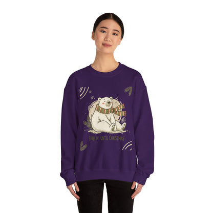 Crewneck Sweatshirt - Chillin' until Christmas - Polar Bear Scarf Design