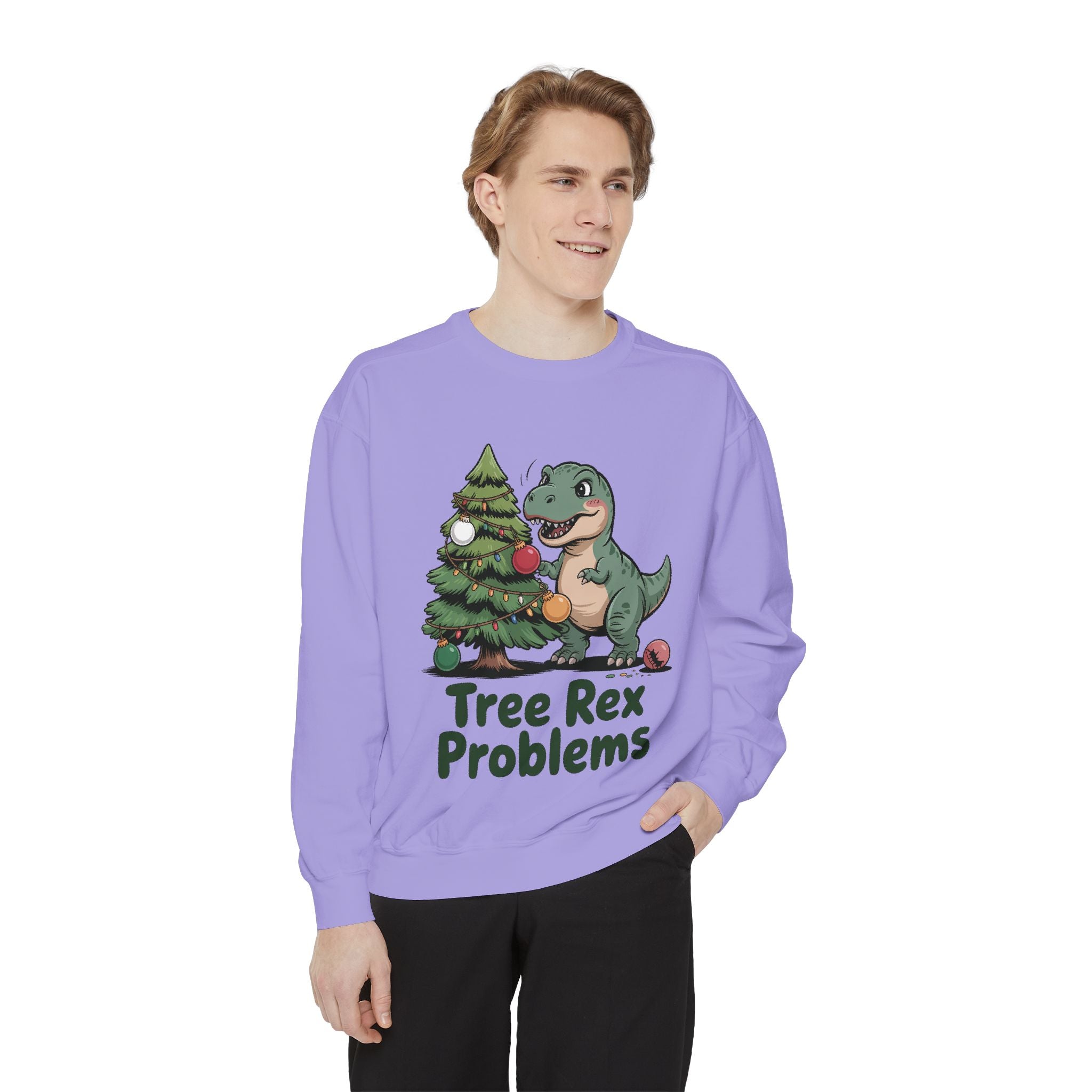 Dinosaur Christmas Sweatshirt - Tree Rex Problems