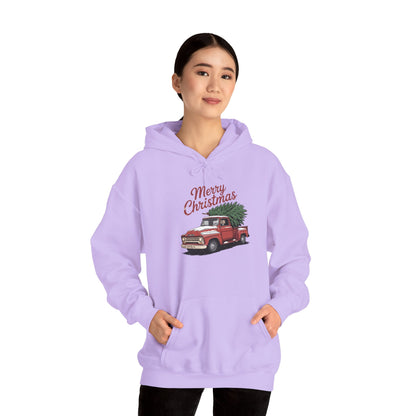 Vintage Christmas Hoodie - Merry Christmas Truck Design
