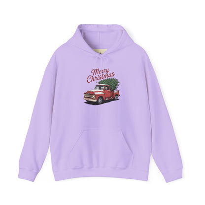 Vintage Christmas Hoodie - Merry Christmas Truck Design
