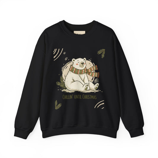 Crewneck Sweatshirt - Chillin' until Christmas - Polar Bear Scarf Design