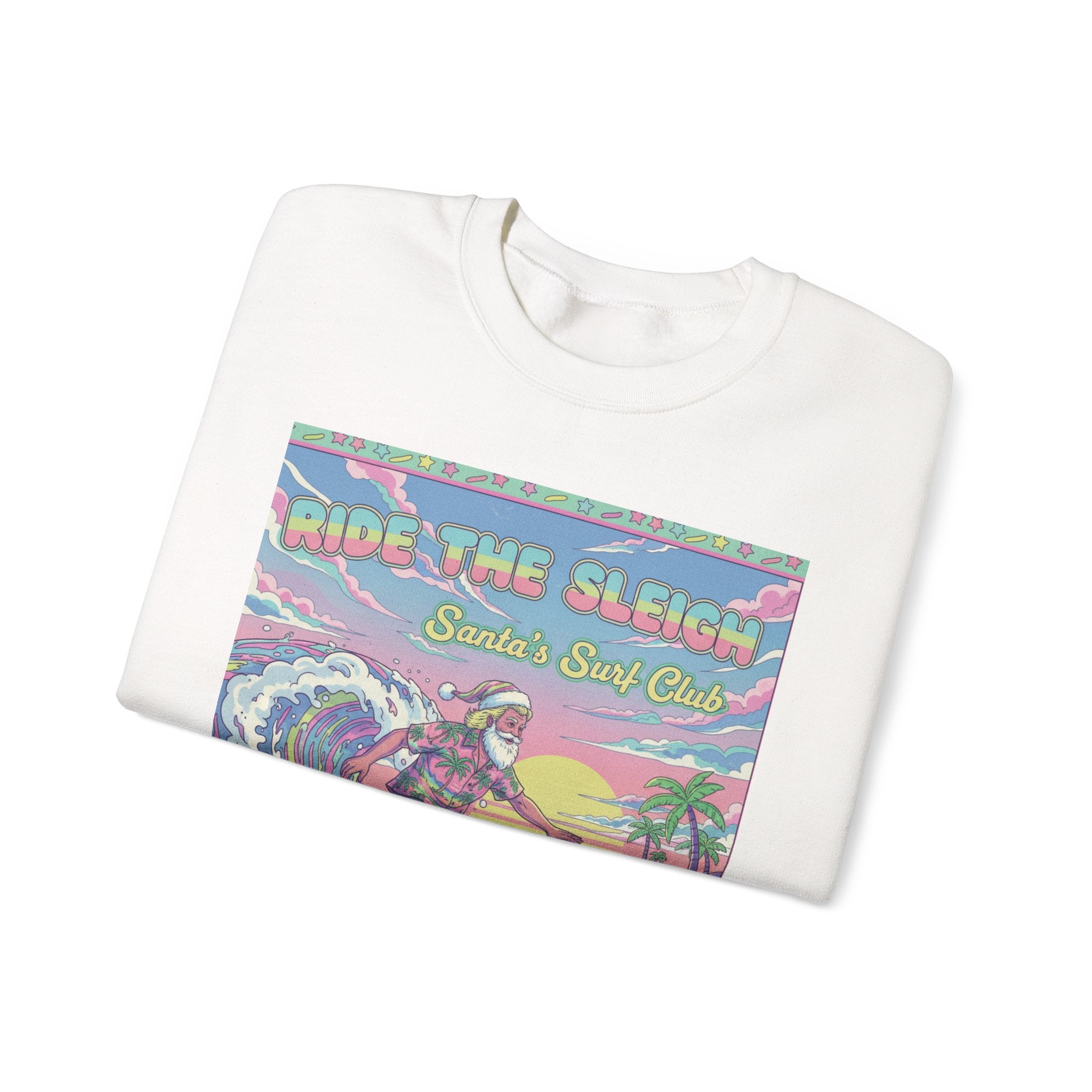 Vintage Santa Surfing Sweatshirt - Ride the Sleigh