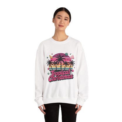 Tropical Christmas Sweatshirt with Neon Sunset Gradient Design