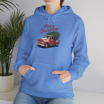 Vintage Christmas Hoodie - Merry Christmas Truck Design