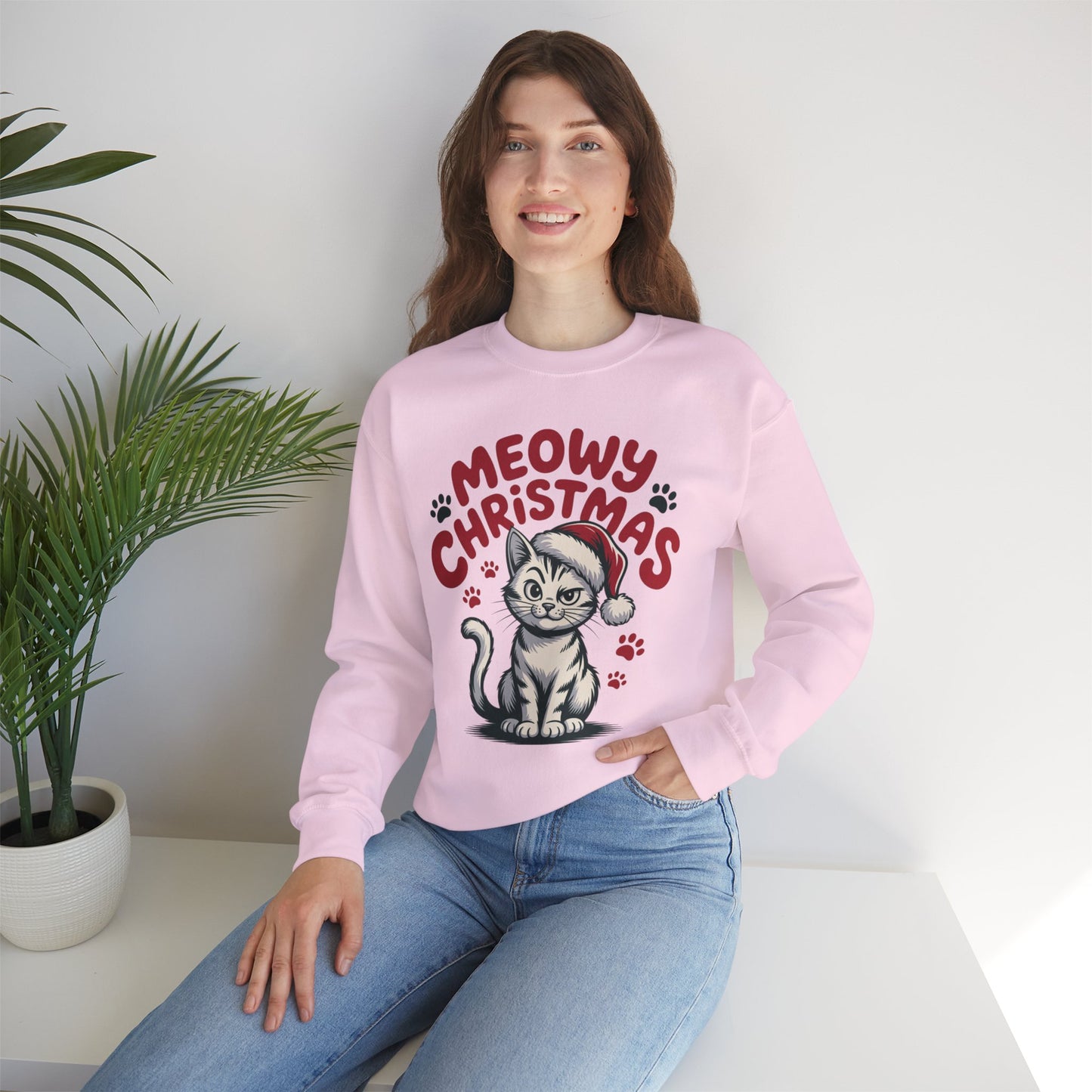 Christmas Sweatshirt - Sassy Cat Meowy Christmas