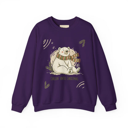 Crewneck Sweatshirt - Chillin' until Christmas - Polar Bear Scarf Design