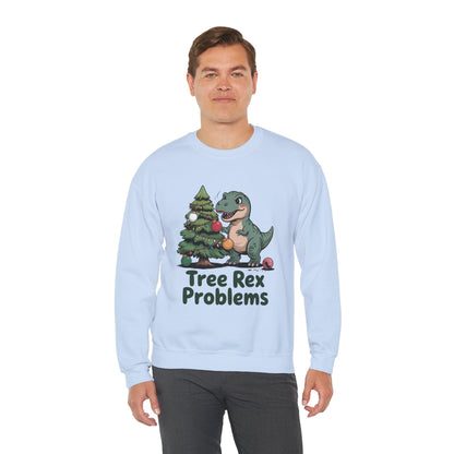 Get festive with the Christmas Crewneck Sweatshirt – Tree Rex Problems. Cozy, fun, and ideal for holiday parties or gifting this season.